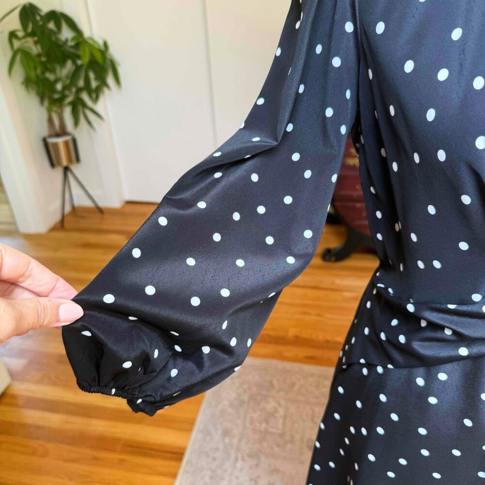 River Island Black Polka Dot Dress – Silky & Flattering Fit - Picture 8 of 10